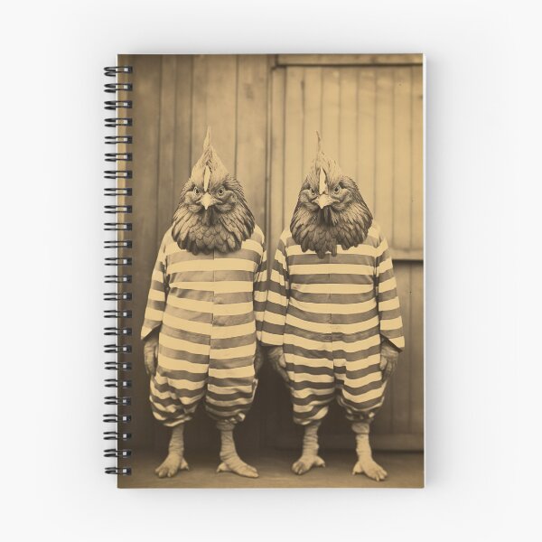 Item preview, Chickens in Jail in a Striped Prison Suit, Funny Vintage designed and sold by CheekyAnimalz.