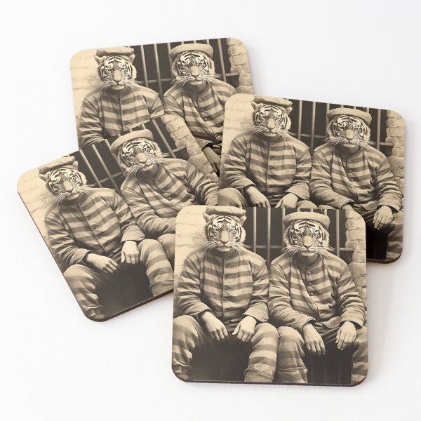 Item preview, Tigers in Jail in a Striped Prison Suit, Funny Vintage designed and sold by CheekyAnimalz.