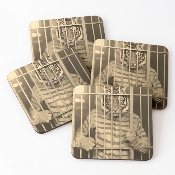 Item preview, Tiger in Jail in a Striped Prison Suit, Funny Vintage designed and sold by CheekyAnimalz.
