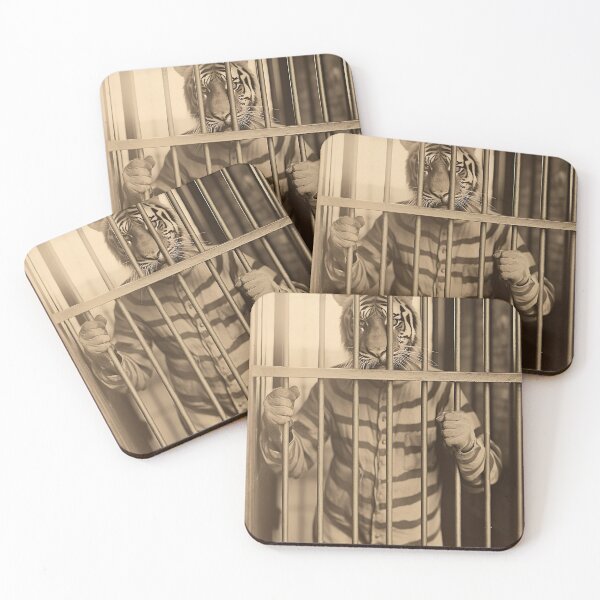 Item preview, Tiger in Jail in a Striped Prison Suit, Funny Vintage designed and sold by CheekyAnimalz.