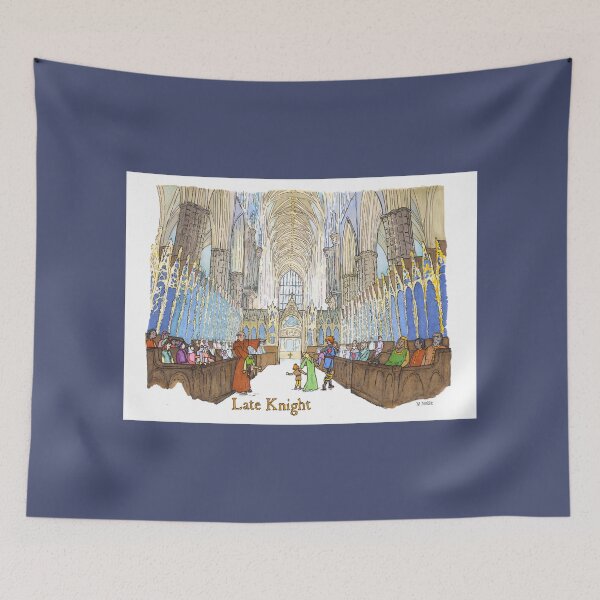 Item preview, Late Knight at Westminster Abbey - Medieval humor poster designed and sold by MNoblestudio.