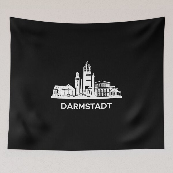 Item preview, Darmstadt Skyline Silhouette White designed and sold by strixvariaart.