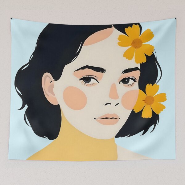 Item preview, Variegated Human, Bohemian Woman Vitiligo Beauty, Self Love Positivity Mindset, Expressions Face Feelings Emotion Illustration, People Portrait Drawing Painting Art Print designed and sold by 83oranges.com.