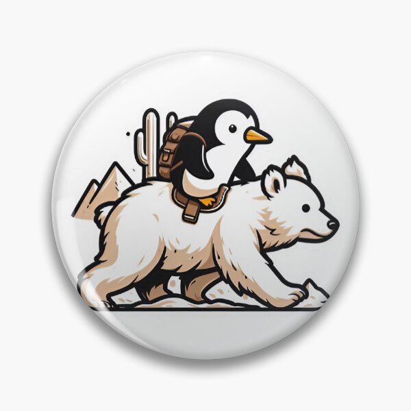 Item preview, Penguin Riding  Polar Bear - Whimsical Arctic Adventure Drawing designed and sold by ArtistPenguin.