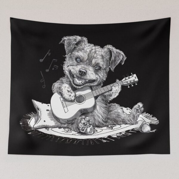 Item preview, Dog playing guitar designed and sold by DesignsByJensen.