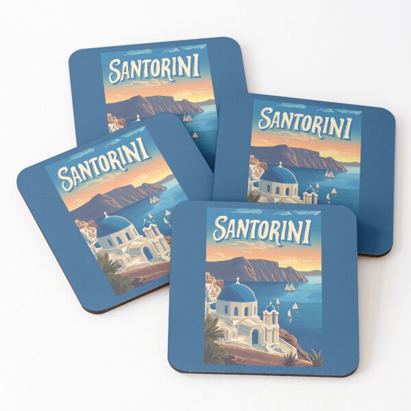 Item preview, A Vintage Travel Art of Santorini - Greece   designed and sold by GoodOldVintage.