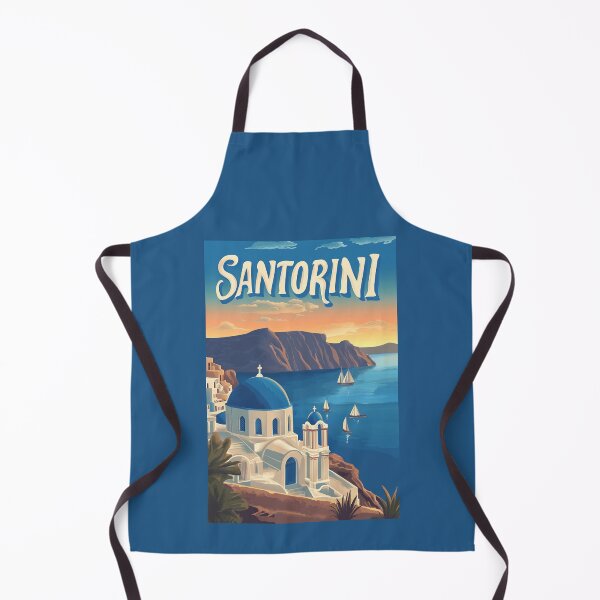 Item preview, A Vintage Travel Art of Santorini - Greece designed and sold by GoodOldVintage.