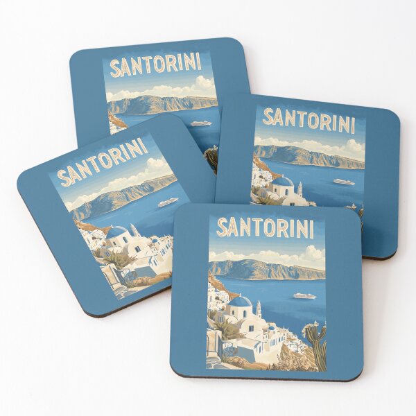 Item preview, A Vintage Travel Art of Santorini - Greece   designed and sold by GoodOldVintage.