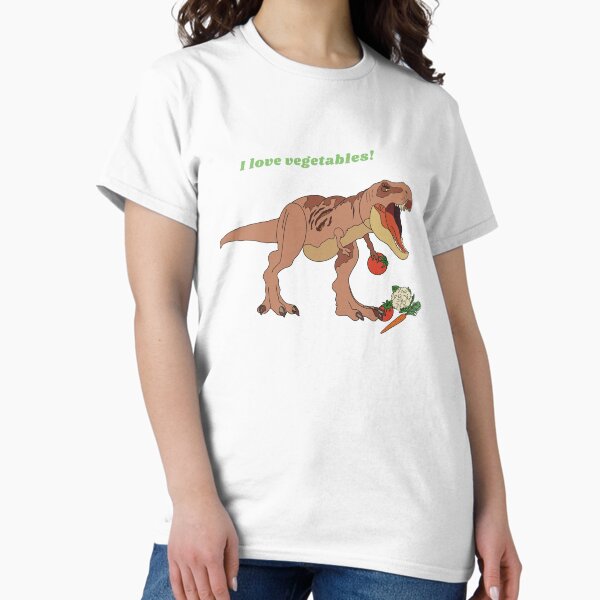 Item preview, I love vegetables T-Rex dinosaur designed and sold by MadSnail-Design.