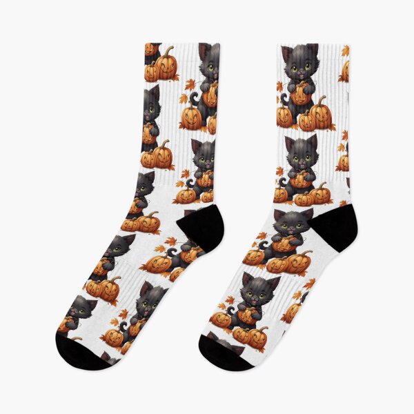 Item preview, Cute Black Kitten ready with Fall Pumpkins designed and sold by lawsonlee.