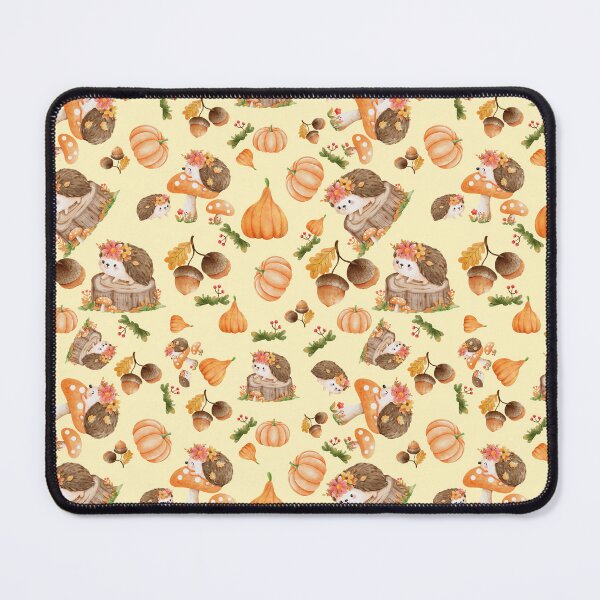 Item preview, Autumn hedgehogs and pumpkin pattern designed and sold by BigfeetLittlepaws.