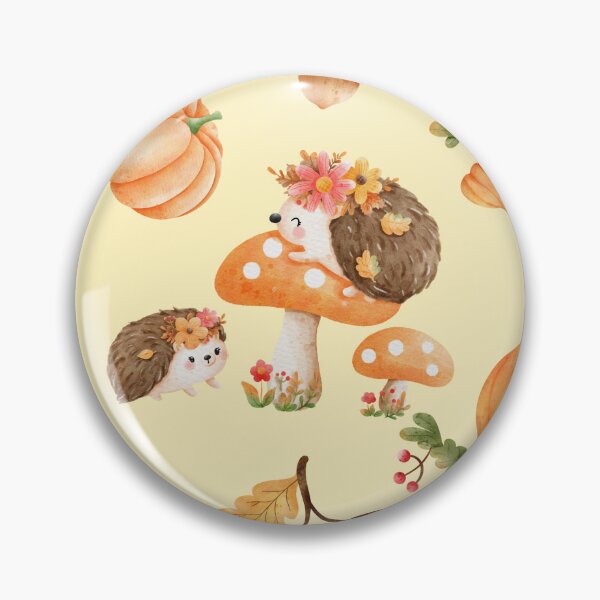 Item preview, Autumn hedgehogs and pumpkin pattern designed and sold by BritishDelights.