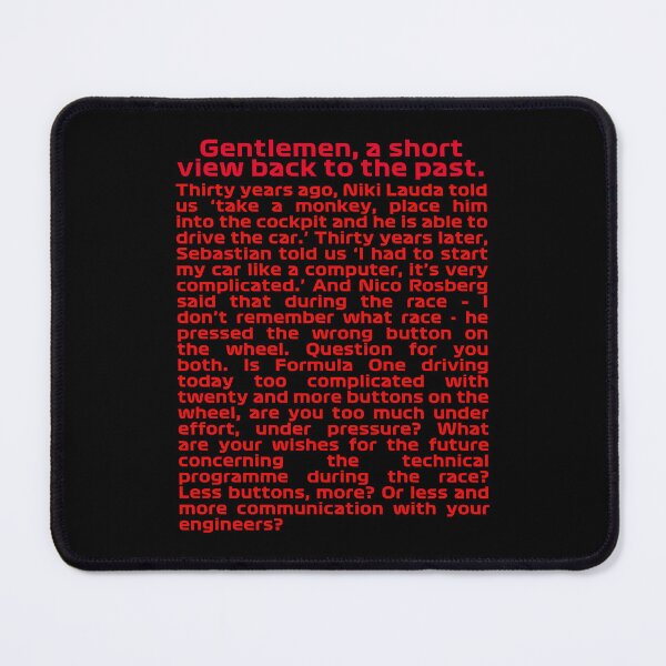Item preview, A short view back to the past| Longest question in F1 Press conference designed and sold by Pink Polar F1.