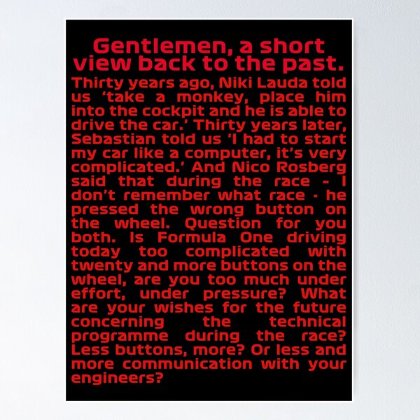Item preview, A short view back to the past| Longest question in F1 Press conference  designed and sold by Pink Polar F1.