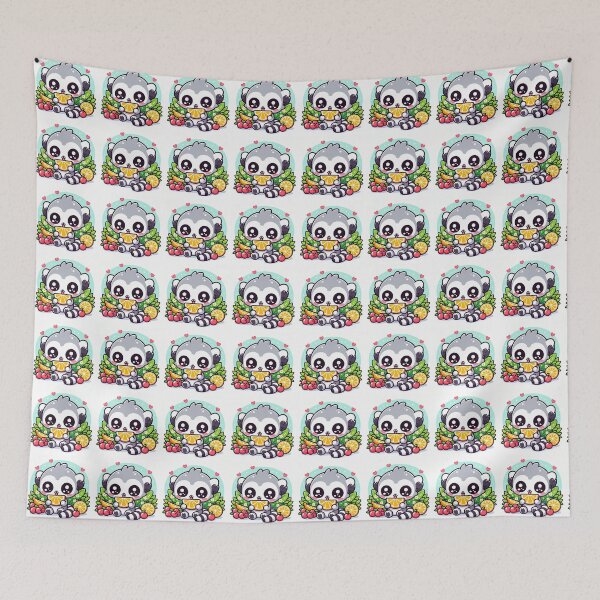 Item preview, Cute Kawaii Lemur Eating Fruits designed and sold by Brzdacu.