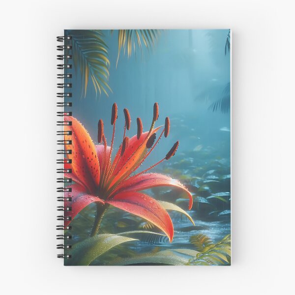 Item preview, a red flame lily in the rainforest designed and sold by bernhagen.
