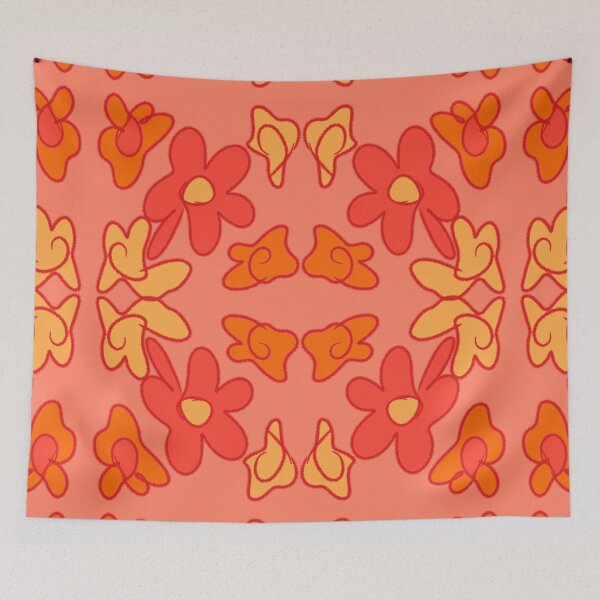 Item preview, Abstract pink, yellow, Red and orange flowers design designed and sold by Stefrait-7.