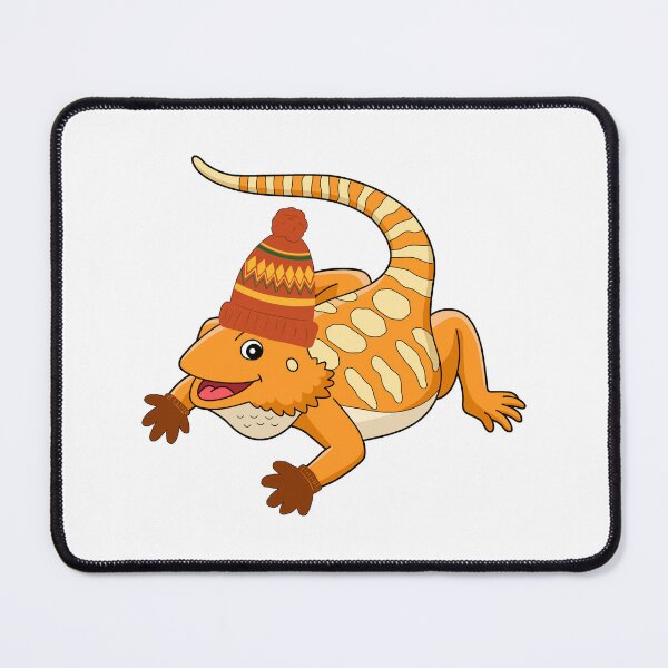 Item preview, Bearded dragon wearing a woolly hat and gloves designed and sold by BritishDelights.
