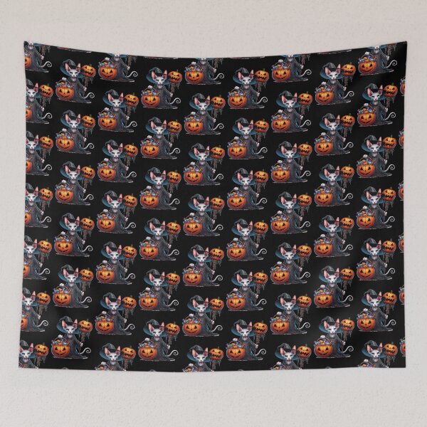 Item preview, Sphynx Cat Scary Halloween Ghost Spooky Pumpkin Candy designed and sold by Artistoos.