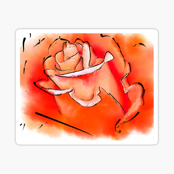 Orange Rosebud In Abstract Sticker