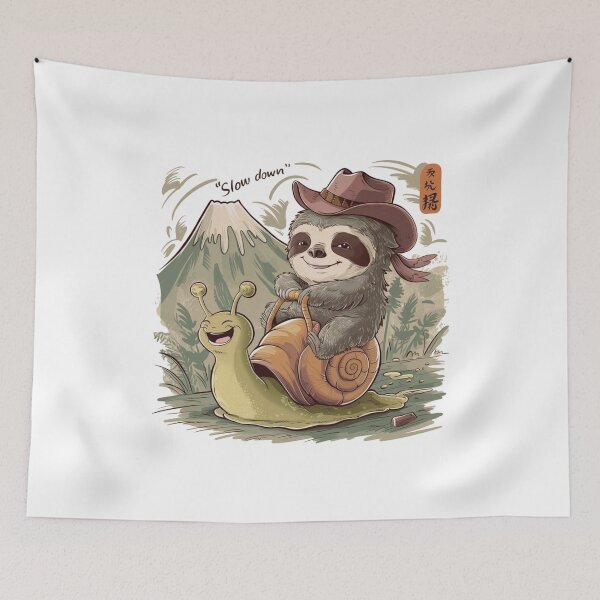 Item preview, funny sloth cowboy riding snail  designed and sold by bukajart.