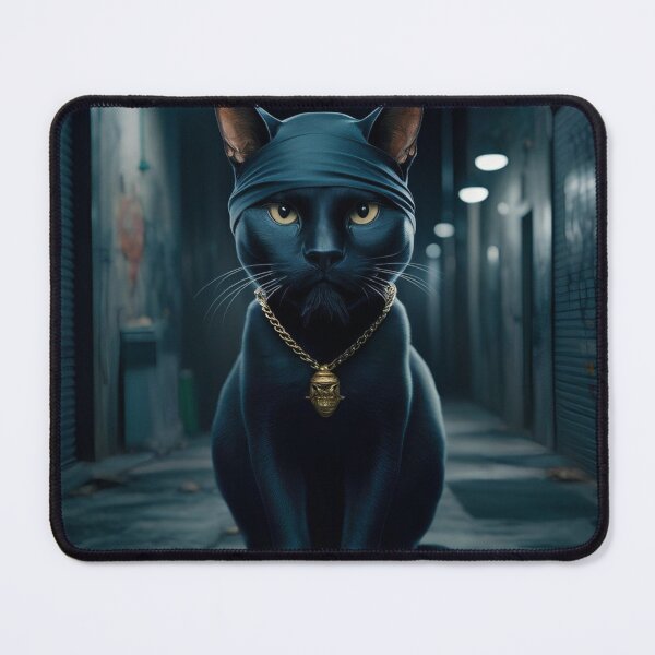 Item preview, Black rapper cat with hood designed and sold by R-market.