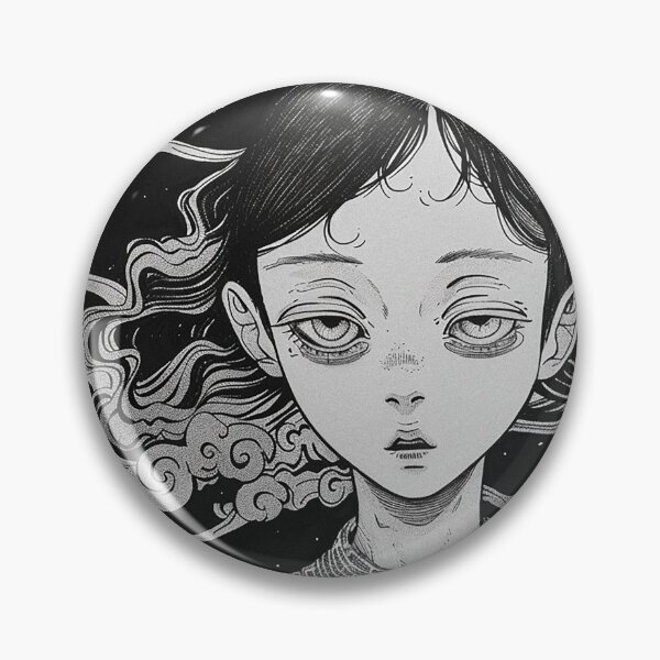 Item preview, Spiral Reverie - psychedelic black and white manga anime girl  designed and sold by ForsakenFrames.