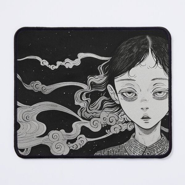 Item preview, Spiral Reverie - psychedelic black and white manga anime girl designed and sold by ForsakenFrames.