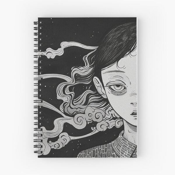 Item preview, Spiral Reverie - psychedelic black and white manga anime girl  designed and sold by ForsakenFrames.