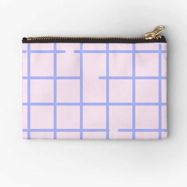 Broken Grid Blue Zipper Pouch