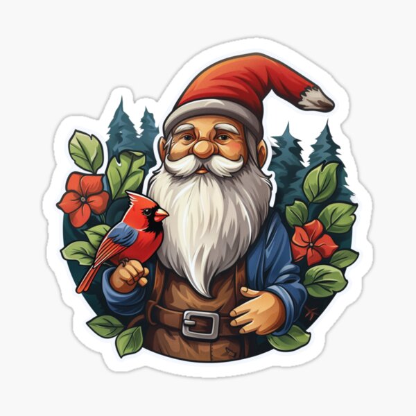 Item preview, Garden Gnome with Cardinal Bird designed and sold by -DEEWOLF-.