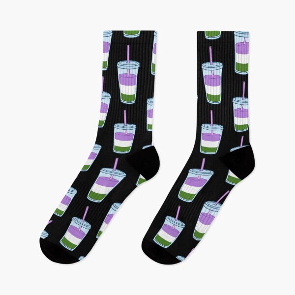 Item preview, Pattern of Plastic Coffee Cups with Straws Genderqueer Flag designed and sold by AroAxel.