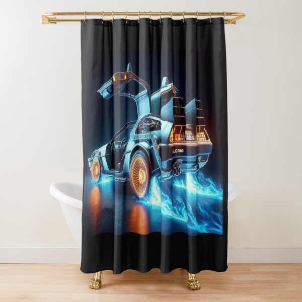 Back To The Future Shower Curtain BTTF Bath Curtain Marty McFly Delorean Pop Culture Funny Shower Curtain Christmas Gift For Boyfriend sold