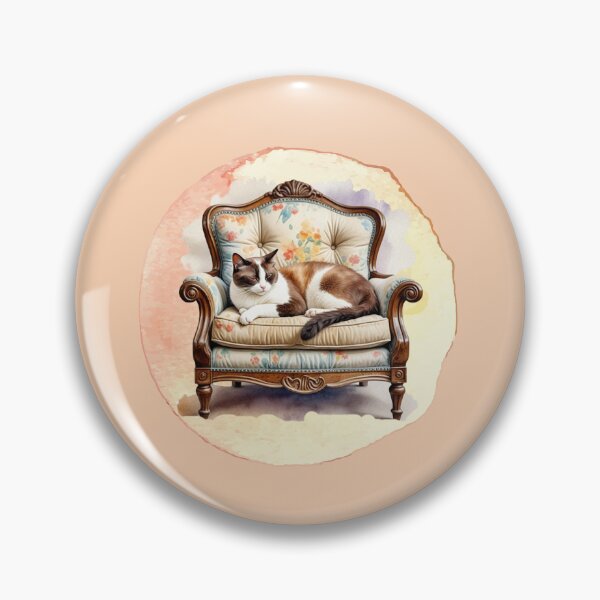 Item preview, Snowshoe cat sat on a comfy sofa chair designed and sold by BigfeetLittlepaws.