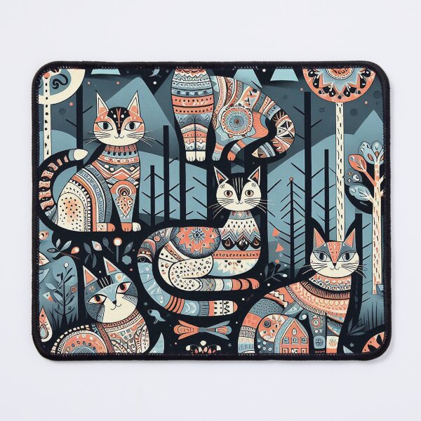 Item preview, Folk art cats in the forest designed and sold by Silbays.