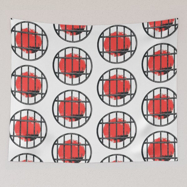 Item preview, Red Sun Behind Bars: A Gritty Reflection on Freedom and Confinement designed and sold by Ignorant-Artist.