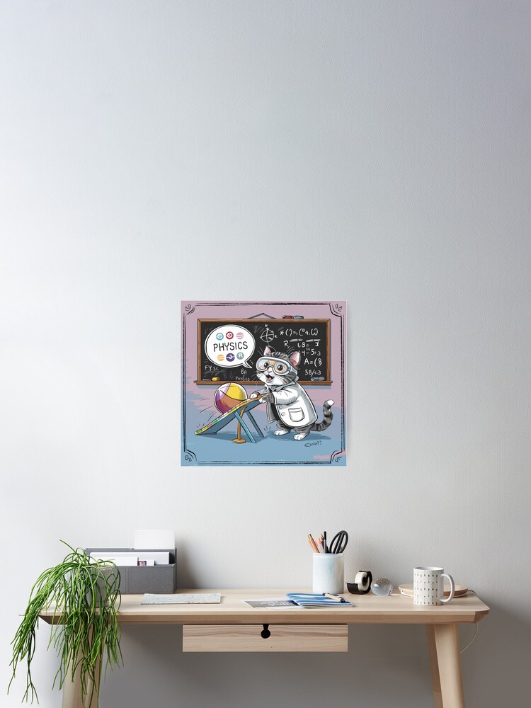 Thumbnail 2 of 3, Poster, physicist cat designed and sold by QuirkyQuipPixel.