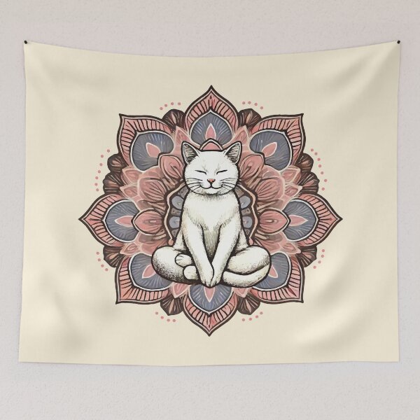Item preview, Paws and Reflect Serene Meditative Mandala Cat designed and sold by DuxDesigns.