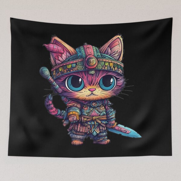 Item preview, Gato guerrero kawaii | Divertido regalo de gato samurái para niños amantes de los animales designed and sold by ViralBrowser.