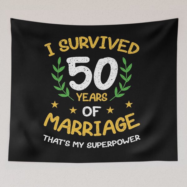 Item preview, 50th Anniversary I Survived 50 Years of Marriage – Husband & Wife T-Shirt designed and sold by designhaunt.