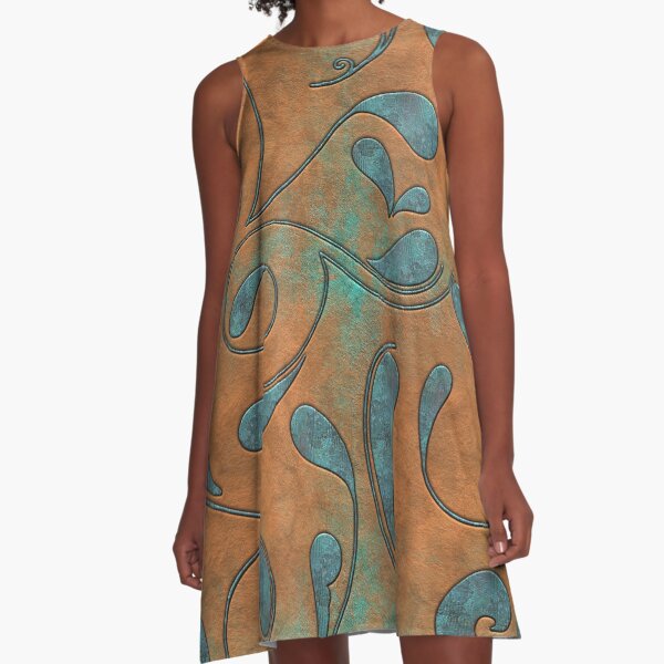 Copper Patina and Vines A-Line Dress