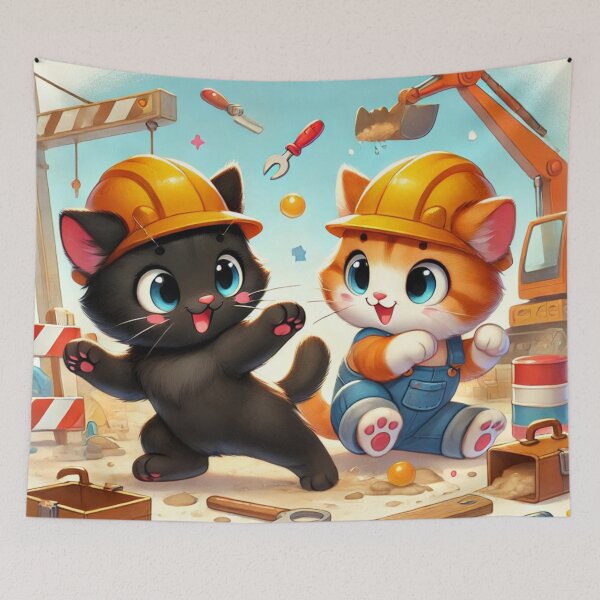Item preview, Playful Kittens on the Construction Site V.2 designed and sold by NutSkyArt.