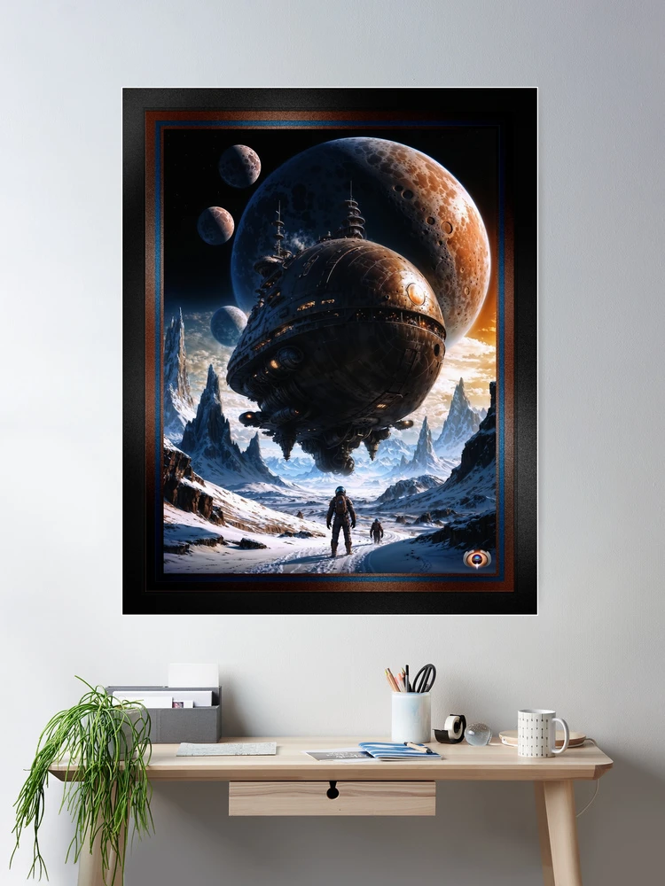 Explorers of the Planet Delphius An Odessey Of Cosmic Exploration Astounding AI Concept Art by Xzendor7 Wall Decor Poster Art Print
