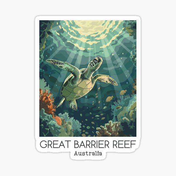 Artikel-Vorschau von Eine Vintage-Reiseillustration des Great Barrier Reef Marine Park - Australien, designt und verkauft von GoodOldVintage.