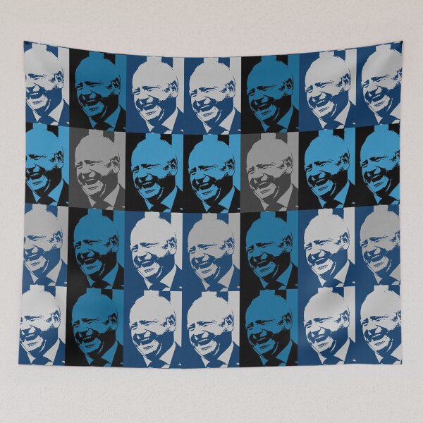 Item preview, Tim Walz Laughing - Joyful Warrior - Joyous in blues designed and sold by Thelittlelord.