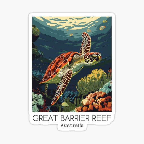 Artikel-Vorschau von Eine Vintage-Reiseillustration des Great Barrier Reef Marine Park - Australien, designt und verkauft von GoodOldVintage.
