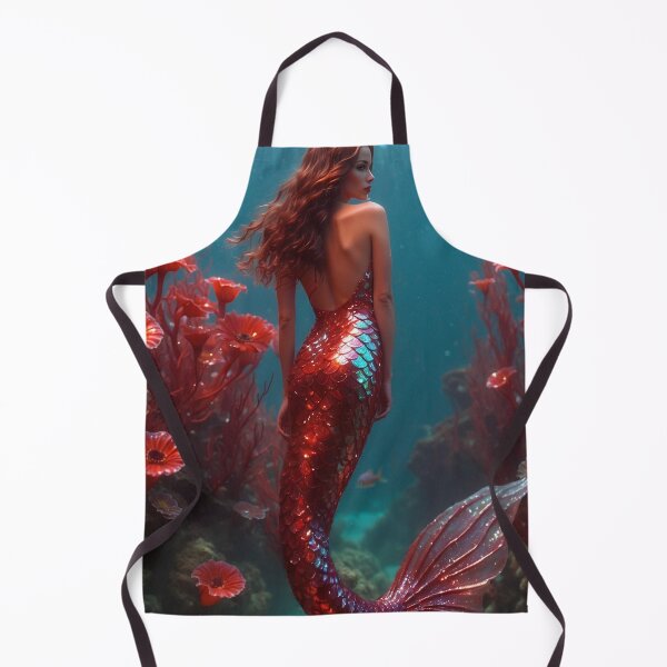 Item preview, Red Seascape Mermaid designed and sold by piscesmermaid.