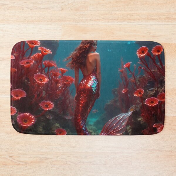 Item preview, Red Seascape Mermaid designed and sold by piscesmermaid.