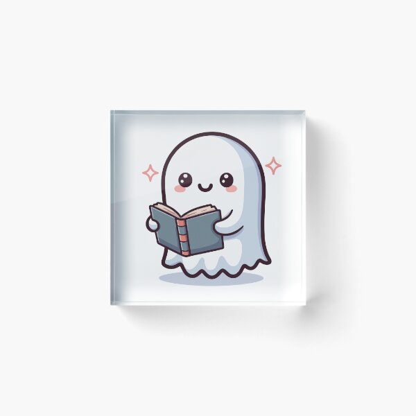 Artikelvorschau, Niedlicher Cartoon-Halloween-Geist mit einem Buch entworfen und verkauft von chocolate e'claire.