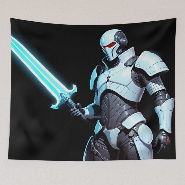 Item preview, Futuristic space warrior with glowing sword designed and sold by artwaves.
